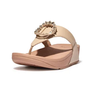 【FitFlop】LULU CRYSTAL-CIRCLET LEATHER TOE-POST SANDALS圓環水鑽造型夾脚涼鞋-女(白石色)