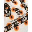 【Alexander McQueen】時尚經典骷髏圖案橘黑點設計圍巾(米白)