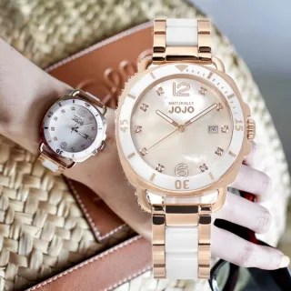 【NATURALLY JOJO】珍珠母貝 陶瓷時尚腕錶-閃耀白/38mm(JO96988-80R)