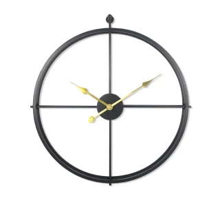 【iINDOORS 英倫家居】Loft 簡約設計時鐘(曜黑金針 62cm)