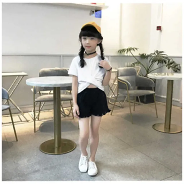【安朵童舖】現貨韓版兒童牛仔短褲女童牛仔彩色短褲中大童刷破牛仔短褲(020/019/033)