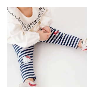 【OB 嚴選】美國棉台灣製可愛kitty彈性條紋寶寶內搭褲嬰幼童裝 《KB1402》