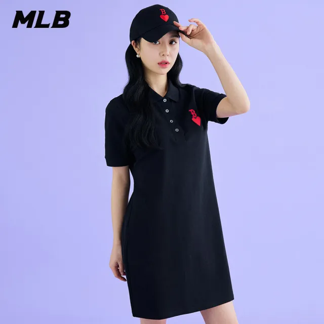 【MLB】連身裙 長版上衣 Heart系列 波士頓紅襪隊(3FOPH0133-43BKS)