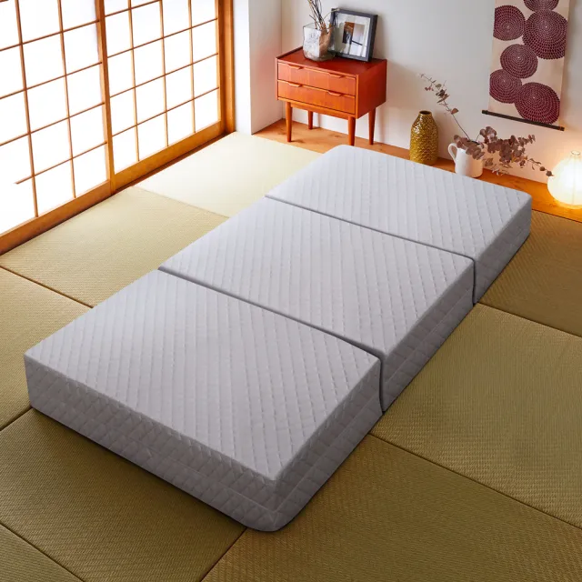 【潮傢俬】二代目日式三折獨立筒彈簧床墊-超厚23cm(單人3.5尺灰)
