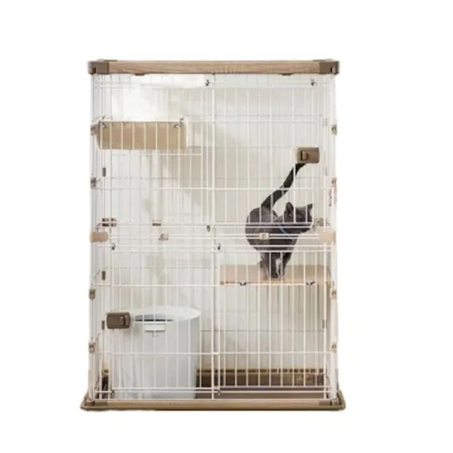 IRIS OHYAMA 愛麗思歐雅瑪 雙層木質貓籠 PWCR-962(側開滑動門/木與紋理/組裝簡易/附吊床)