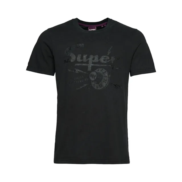 【Superdry】男裝 短袖T恤 Vintage Merch Store(黑底黑字)