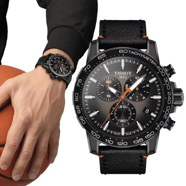 TISSOT 天梭官方授權】SUPERSPORT CHRONO 籃球皮三眼計時腕錶/ 45.5mm