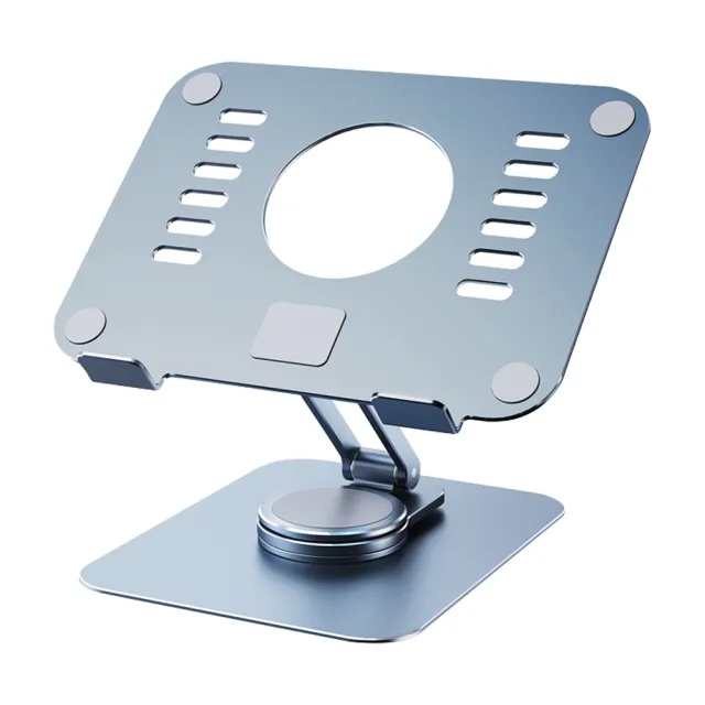【SUNORO】360°旋轉鋁合金折疊平板支架 鏤空散熱支架 升降旋轉支架 桌面型懶人支架(手機/平板通用支架)