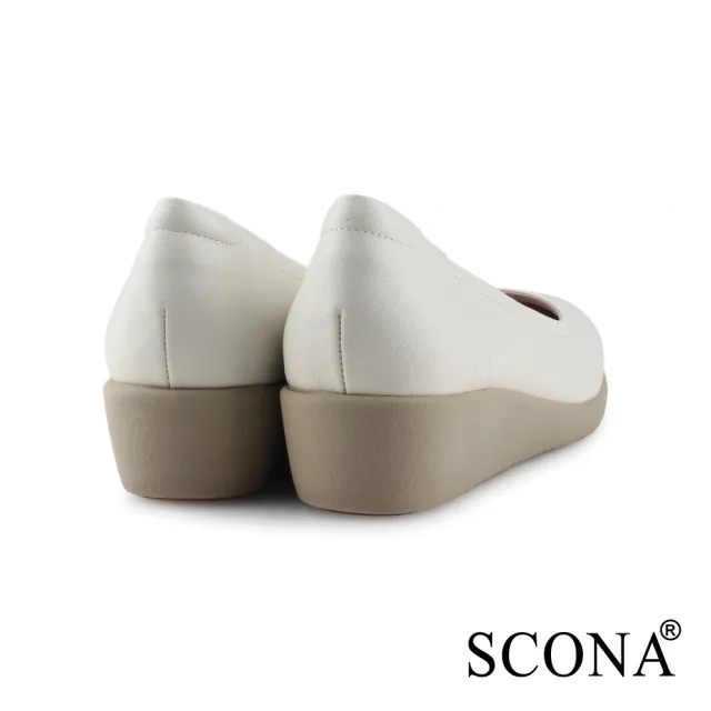 【SCONA 蘇格南】全真皮 舒適輕量厚底鞋(米白色 31002-2)