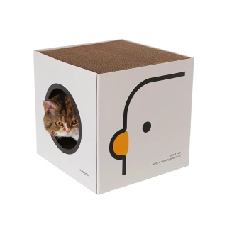 【PURROOM】小雞立方盒抓板(貓抓板 貓抓 貓玩具 瓦楞紙版 貓抓紙板 貓咪玩具)
