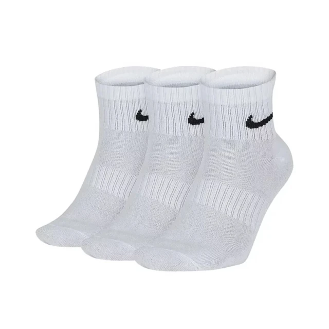 NIKE 耐吉 NIKE 3 PACK SOCKS 白色 黑勾 中筒襪 小勾 短襪 訓練短襪 薄款 一組3雙(SX7677-100)