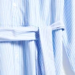【SOMETHING】女裝 襯衫式綁帶長袖洋裝(淡藍色)