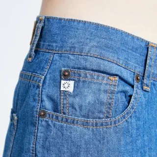 【SOMETHING】女裝 涼爽寬鬆直筒褲(中古藍)