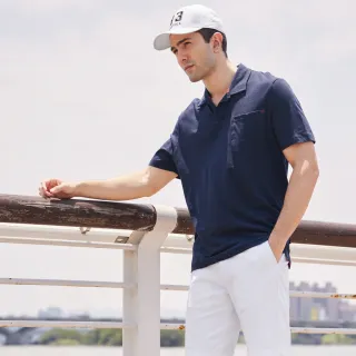 【NAUTICA】男裝 簡約素面休閒短袖POLO衫(深藍)