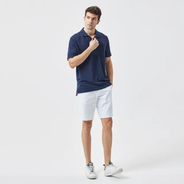 【NAUTICA】男裝 簡約素面休閒短袖POLO衫(深藍)