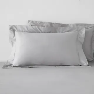 【HOLA】純棉素色歐式枕套2入-卡其灰