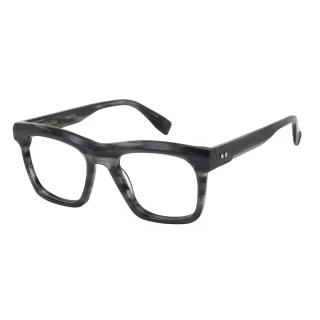 【GIGI Studios】經典方框金飾光學眼鏡(紋理灰 - VERNE-6742/4)