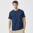 【NAUTICA】男裝 簡約織帶造型純棉短袖T恤(深藍)