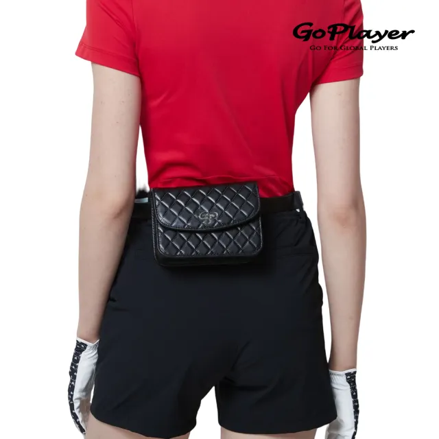 【GoPlayer】女高爾夫萬用腰包皮帶-白.黑(高爾夫女用腰包 格紋腰包 休閒球包 皮帶腰包)
