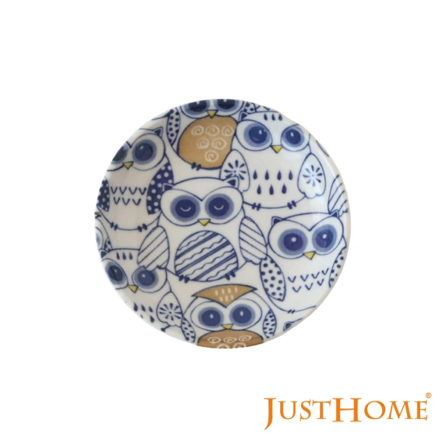 【Just Home】日本製貓頭鷹陶瓷4.7吋平盤/點心盤/醬料碟(日本製餐盤)