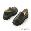 【amai】簡約質感厚底樂福鞋 休閒鞋 鬆糕鞋 懶人鞋 厚底鞋 樂福鞋 時尚 大尺碼 LF23-9BK(黑色)