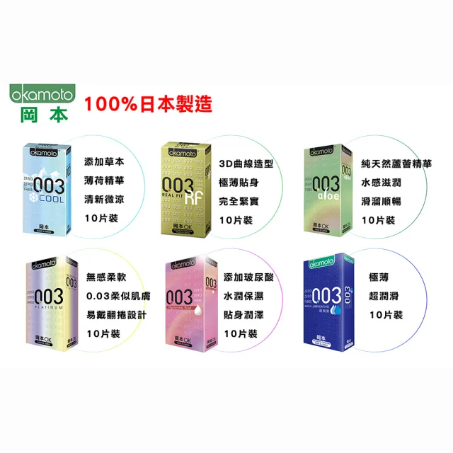 【okamoto 岡本】003 白金極薄型 保險套 10入*3盒(共30入)