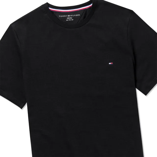 【Tommy Hilfiger】TOMMY 經典刺繡Logo圓領素面短袖T恤 上衣-黑色(平輸品)