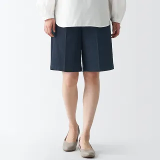 【MUJI 無印良品】女有機棉彈性輕磅丹寧五分褲(暗藍)