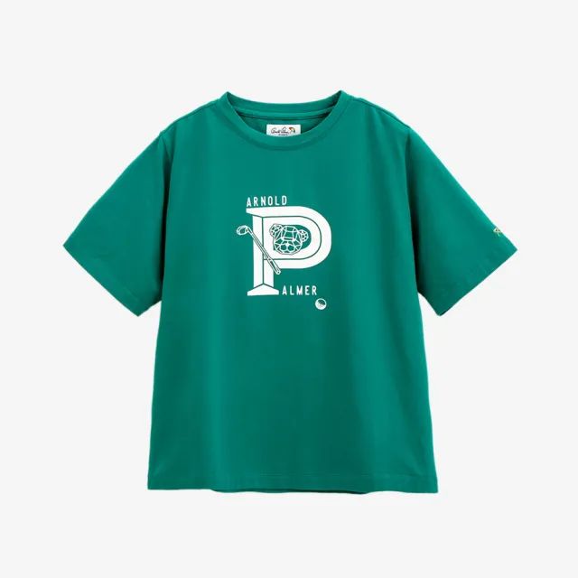 【Arnold Palmer 雨傘】女裝-彈性棉鑽石熊AP印花T-Shirt(湖綠色)