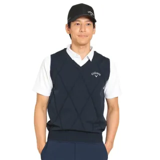 【Callaway 卡拉威】男士 防潑水針織菱格紋背心 深藍色(C22219100_1120)