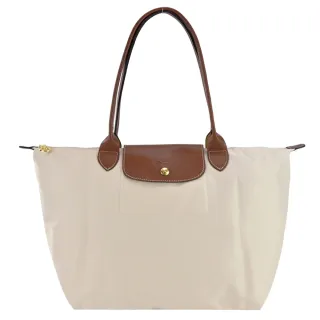 【LONGCHAMP】LE PLIAGE系列長把再生尼龍摺疊水餃包(大/白紙)