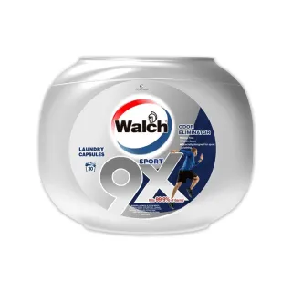【Walch威露士】運動衣物除汗味消臭酵素去汙9倍洗淨力柔軟香氛洗衣凝膠囊球30顆/銀罐
