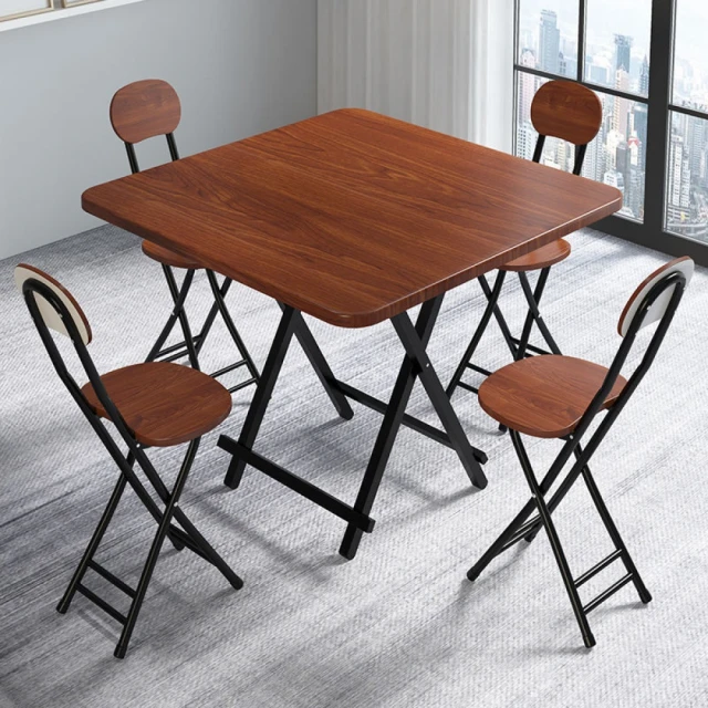 【MINE 家居】時尚木紋摺疊桌 雙色任選 60x60cm(餐桌/摺疊桌/工作桌/書桌/露營桌)