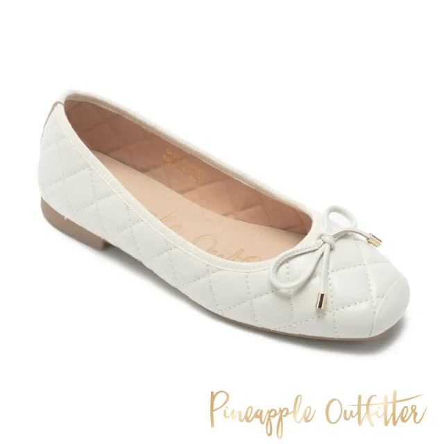【Pineapple Outfitter】DARLEE 羊皮絎縫平底娃娃鞋(白色)