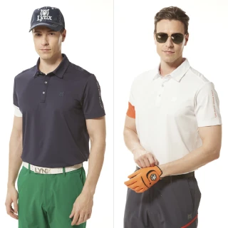 【Lynx Golf】首爾高桿風格！男款合身版銀離子抗菌除臭極簡外觀造型袖口短袖POLO衫/高爾夫球衫(二色)