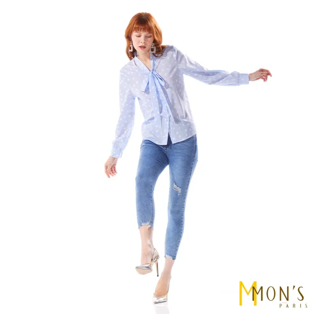 【MON’S】圓波點絲巾領襯衫