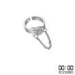 【00:00】時尚金屬皮帶釦墜鍊造型戒指 開口戒(金屬戒指 皮帶釦戒指 墜鍊戒指)