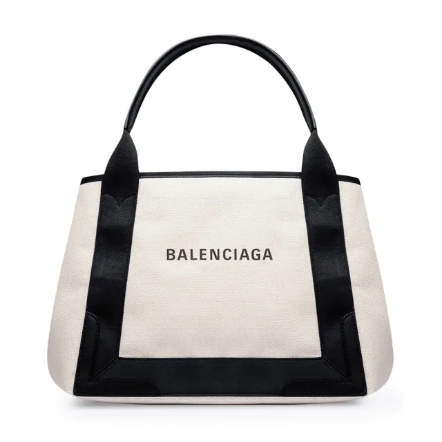 Balenciaga 巴黎世家】NAVY CABAS S 手提托特包帆布白色黑色- momo購物