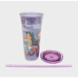 【小禮堂】Disney 迪士尼 長髮公主 塑膠吸管杯 650ml - 粉紫城堡款(平輸品) 魔髮奇緣 樂佩公主