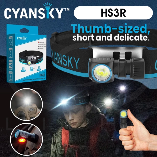 CYANSKY 錸特光電 HS3R 1100流明 高亮(多功能 磁吸 充電頭燈 L型手電筒 HM50R 小雷神 防水 露營)