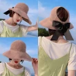 【漂亮小媽咪】二件組 韓系 遮陽帽 防紫外線 太陽帽 防曬 空頂帽 草帽 帽(草帽、可綁馬尾)
