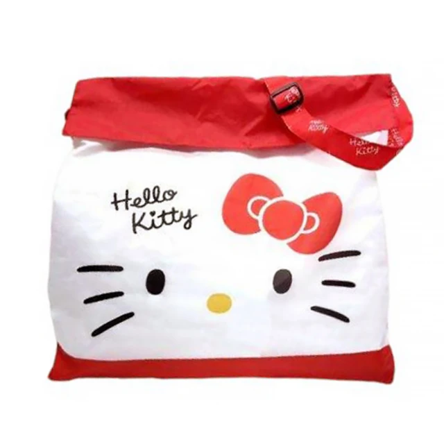 【小禮堂】Hello Kitty 尼龍防潑水捲捲收納袋 - 紅大臉款(平輸品)