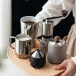 【PO:】手沖咖啡玻璃杯組(不鏽鋼磨芯磨豆機/咖啡杯240ml/拉花杯-銀)(多色可選)