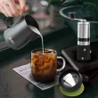 【PO:】手沖咖啡玻璃杯禮盒組(不鏽鋼磨芯磨豆機/咖啡杯240ml/拉花杯-黑)(多色可選)