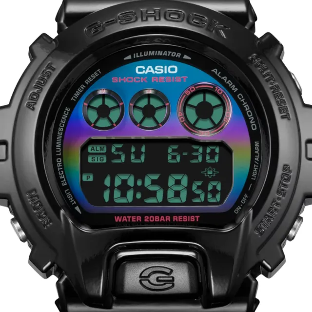 【CASIO 卡西歐】G-SHOCK 電競美學 虛擬虹光 獨特三眼 數位系列 DW-6900RGB-1_50mm