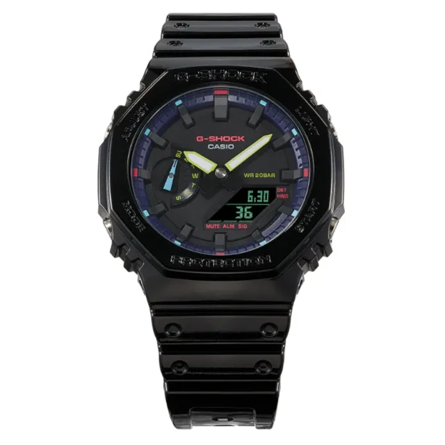 【CASIO 卡西歐】G-SHOCK 電競美學 虛擬虹光 八角形錶殼 GA-2100RGB-1A_45.4mm