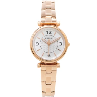 【FOSSIL】甜美風格款不鏽鋼錶帶手錶-銀色面x玫瑰金色與/28mm(ES5202)