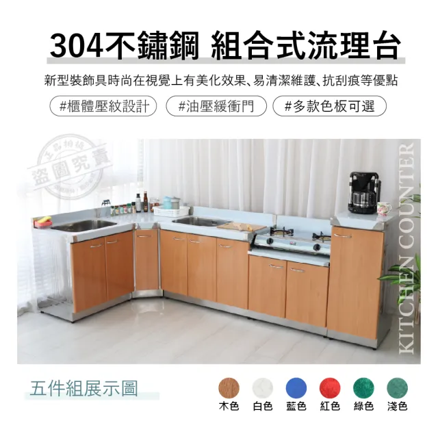 【Abis】客製商品-豪華升級款不鏽鋼三件組系統櫥櫃-72洗台+72爐台+角台/流理台-多款門板可選(桶身304)