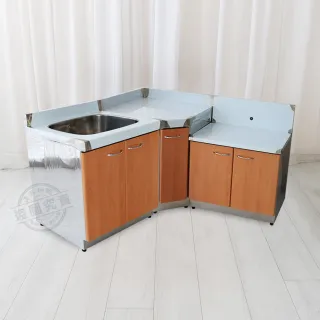 【Abis】客製商品-豪華升級款不鏽鋼三件組系統櫥櫃-72洗台+72爐台+角台/流理台-多款門板可選(桶身430)