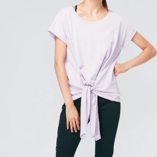 【SKY YARD】網路獨賣款-休閒半袖綁帶素面造型上衣(紫色)